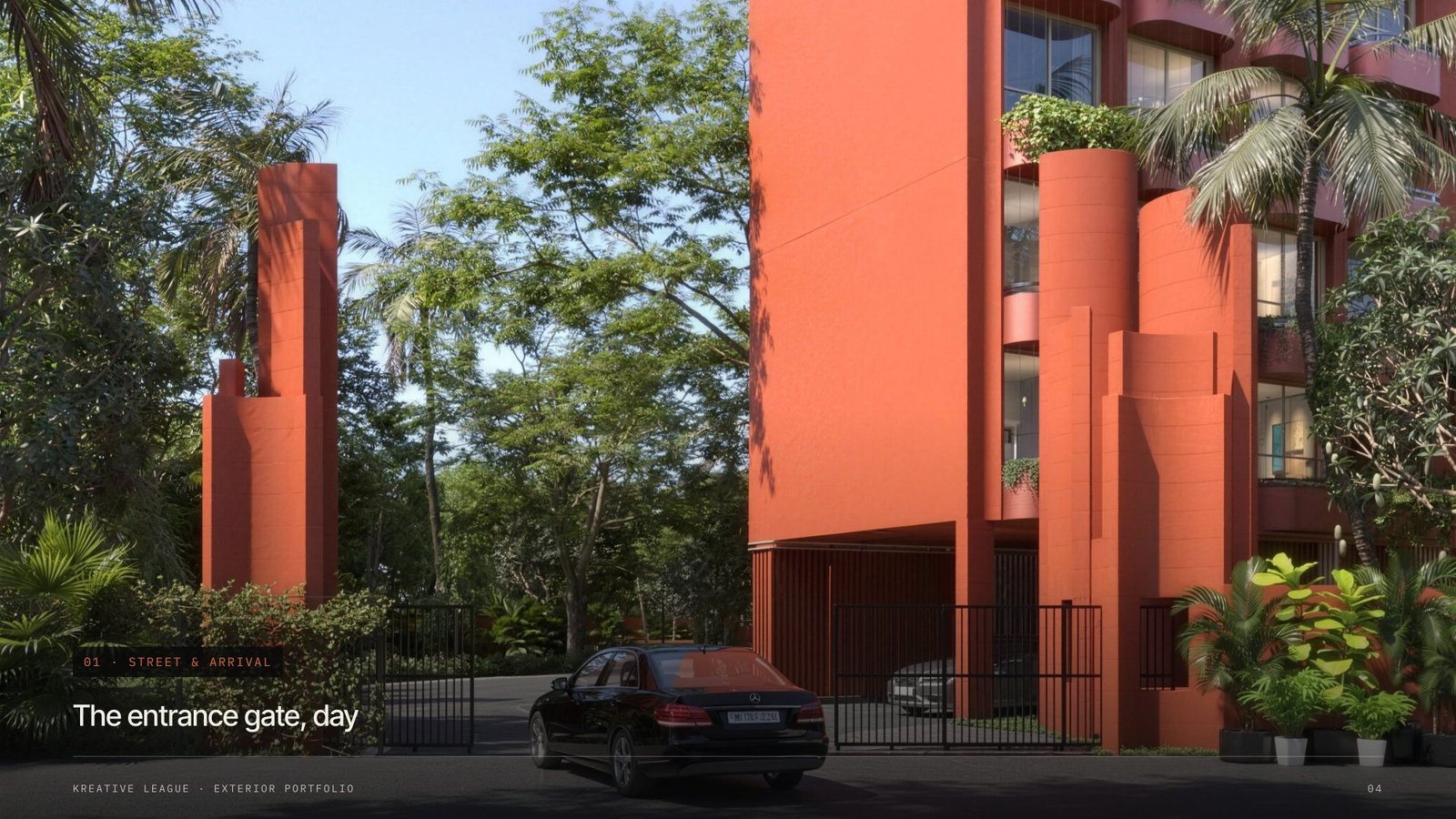 01 Terracotta Courtyard Residences - entrance gate, day