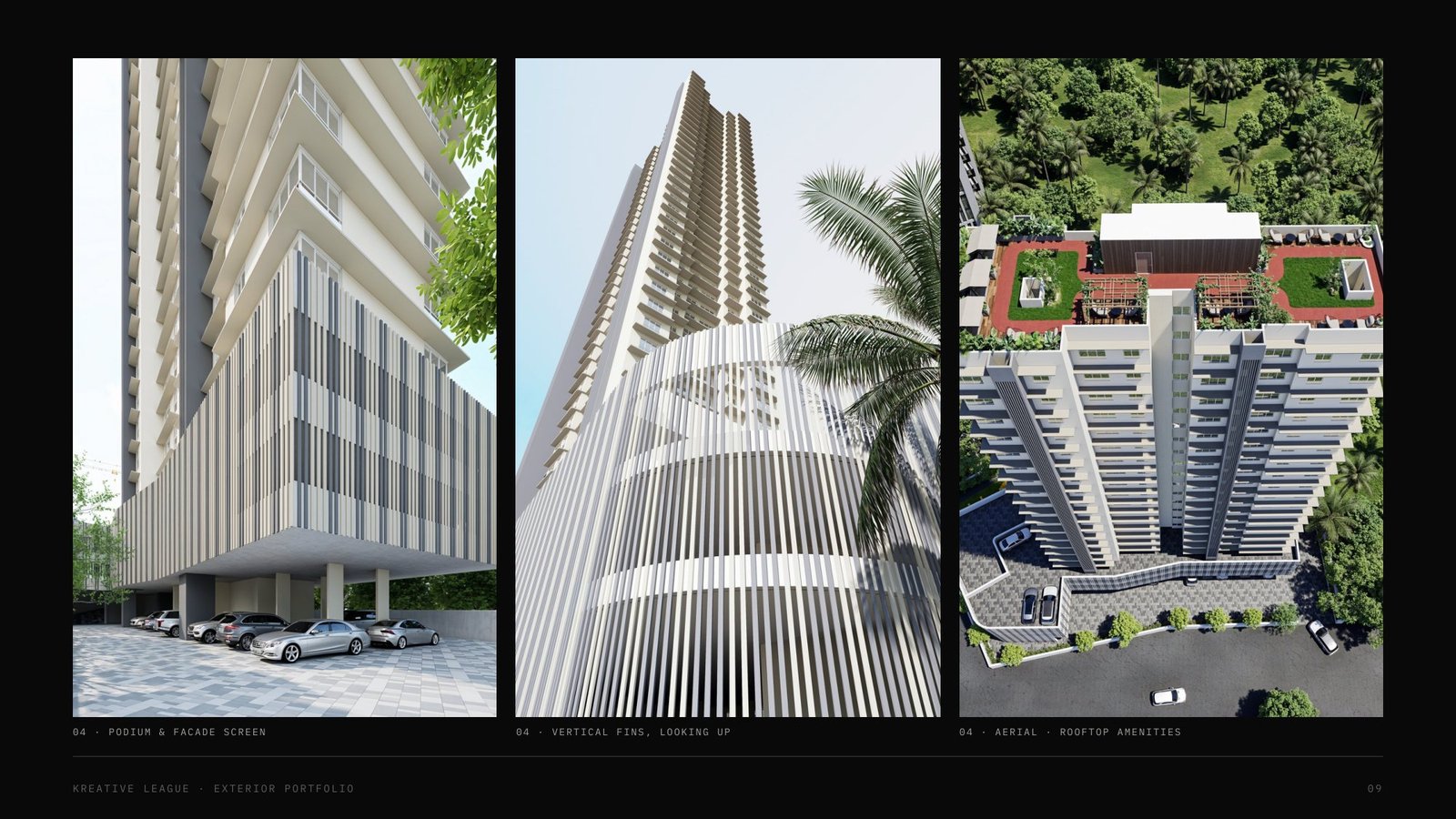 04 High-rise residential - facade studies and rooftop aerial